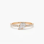 14k Pear Shape Illusion Setting Diamond Engagement Ring - 图片 5