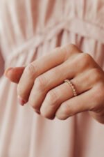 Thin Diamond Ring, Diamond Ring, Solid Gold Thin Ring, Pear Diamond Ring - Image 2