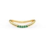 14K Solid Gold Curved Emerald Ring