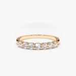 14K Solid Gold 7 Stone U-Shaped Diamond Wedding Band - 图片 3