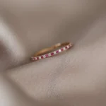 18K Solid Gold Ruby and Diamond Alternating Eternity Ring - 图片 8