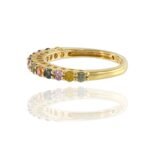 18K Solid Gold Multi Color Sapphire Band - 图片 4