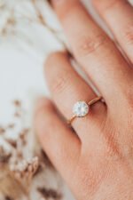 18K Solid Gold Lab-Grown Diamond Round Bezel Set Solitaire Ring - Image 5