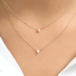 14K Gold Triangle Cut Natural Diamond Solitaire Necklace - Image 6