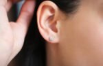 Halo Moissanite Diamond Studs in 14 Karat Gold - Image 3