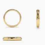 14K Solid Gold 3MM Dome Burnish Setting Women's Wedding Ring - 图片 2