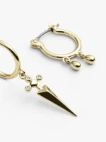 18k Solid Gold Natural Diamond Hoop Earrings - 图片 3