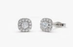 Halo Moissanite Diamond Studs in 14 Karat Gold - Image 5