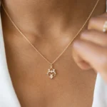 18k Solid Gold Natural Diamond Contour Necklace - 图片 3