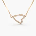 18k Gold Sideways Natural Diamond Heart in Micro Pave Setting - 图片 7