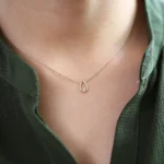 18k Gold Floating Teardrop Diamond Necklace - Image 5