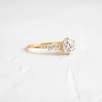 18K Solid Gold Round Cut Lab-Grown Diamond Engagment Ring - 图片 2