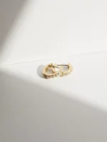 14K 纯金和天然钻石环形耳环