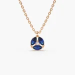 18k Solid Gold Marquise Sapphire Cluster Necklace - Image 8