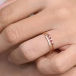 18K Solid Gold Petite Ruby and Diamond Ring - 图片 4