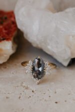 14k Solid Gold 2.44 ct Long Oval Galaxy Diamond Ring