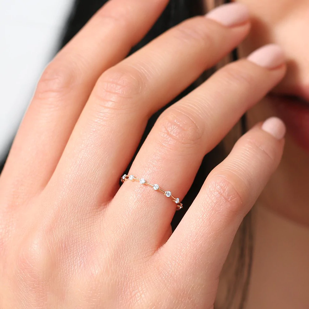 400548_bf62810225eb4645b159051b34128ef8mv2.webp 14K Gold Petite Natural Diamond Wedding Ring - Image 1