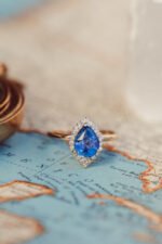 18K Solid Gold Sapphire & Diamond Ring - 图片 2