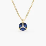 18k Solid Gold Marquise Sapphire Cluster Necklace - Image 3