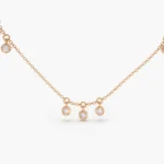 18k Gold 9 Natural Diamond Dangle Necklace - 图片 9