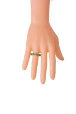18K Solid Gold Oval Shaped Emerald Eternity Band - 图片 5
