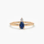 18K Solid Gold Oval Sapphire and Diamond Ring - 图片 4