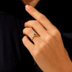 18K Solid Gold Minimalist Emerald Oval Ring - 图片 2