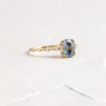 18K Solid Gold Distance Ring, 1.52ct. Greenish Blue Montana Sapphire Gold Ring - Image 4