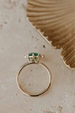 18K Solid Gold Round Emerald Ring - 图片 3