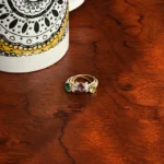 14K Solid Gold Emerald Flower Ring - 图片 4