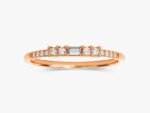 14K Solid Gold Vintage Inspired Baguette Cut Wedding Natural Diamond Ring for Women - Image 6