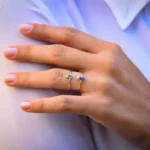 18K Solid Gold Oval Sapphire and Diamond Ring - 图片 5