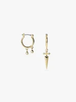 18k Solid Gold Natural Diamond Hoop Earrings - 图片 6