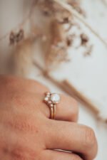 5 Natural Diamond V Tracer Band, Stacking Band - 图片 3
