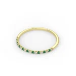 14K Solid Gold 1.3 MM Emerald & Diamond Band - Image 5