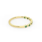18K Solid Gold Half Eternity Emerald Bezel Ring - 图片 5