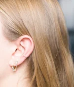 Natural Diamond and Emerald Hoops - 图片 3