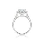 18k White Gold GRA Certified Moissanite Diamond Oval Shape Halo Ring (2 CT, D) - Image 3