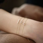 18k Solid Gold Moissanite Diamond Wishbone Charm Bracelet - Image 5
