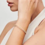 18k Baguette & Round Diamond Bangle Bracelet - Image 6