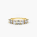 14K Solid Gold Emerald Illusion Diamond Wedding Band - 图片 4