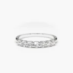 14K Solid Gold 7 Stone U-Shaped Diamond Wedding Band - 图片 4