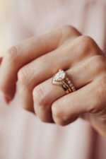 14K Solid Gold Emerald Cut Natural Diamond Half Eternity Ring - 图片 5