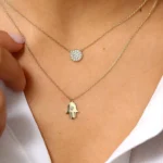 18k Gold Pave Diamond Disc Necklace - 图片 7