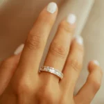 14K Solid Gold Baguette & Round Diamond Wedding Band - Image 8