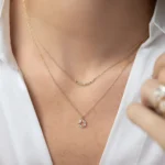 14K Solid Gold Morse Code Moissanite Diamond Necklace - Image 4