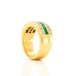 18K Solid Gold Half Eternity Square Emerald Ring - 图片 3