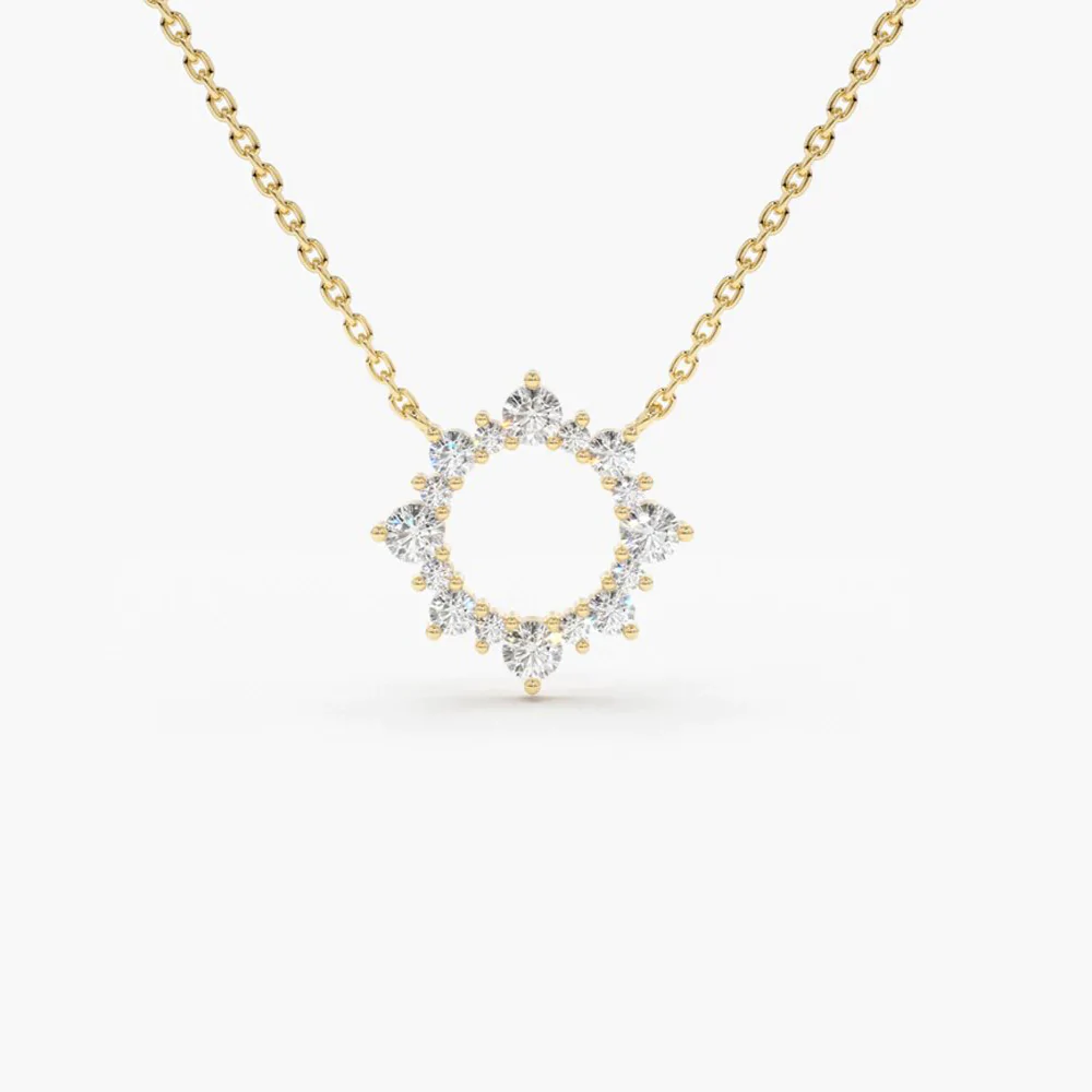 400548_ceb6df0726c7433cb5ded79df218bb7emv2.webp 18k Gold Natural Diamond Sun Circle Necklace - 图片 1