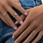 Scattered Natural Diamond Band, 14k gold wedding band for women - Image 3