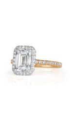 Cluster Emerald Cut Moissanite Engagement Ring 18k Gold Ring - 图片 3
